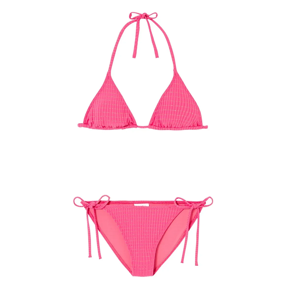 Girls pink lurex Triangle Bikini