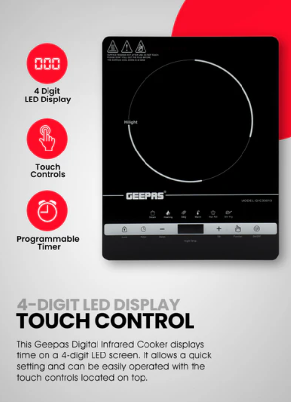 Geepas Digital Infrared Cooker, 2000W