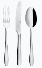TURIN  (Table Knife, Table Fork, Table Spoon - 4 pcs. each)  TURIN  (Table Knife, Table Fork, Table Spoon - 4 pcs. each) TURIN  (Table Knife, Table Fork, Table Spoon - 4 pcs. each) The Chefs Warehouse By MG