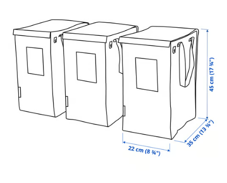 IKEA Dimpa Waste Sorting Bag Set Of 3