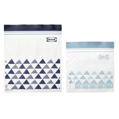 Ikea Istad Resealable Bag Patterned Blue 60 Pack