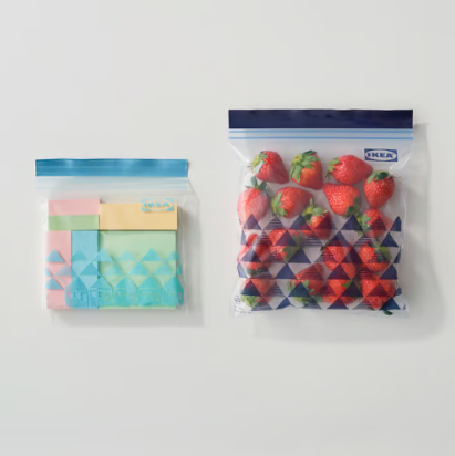 Ikea Istad Resealable Bag Patterned Blue 60 Pack