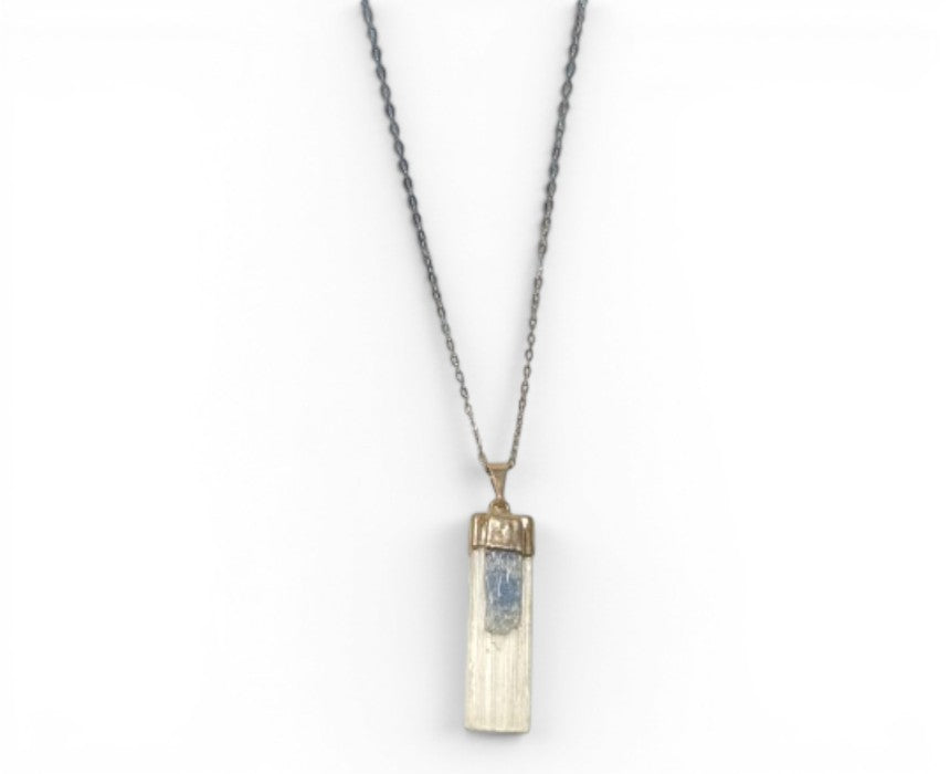 Crystal Alignment Selenite Kyanite Necklace