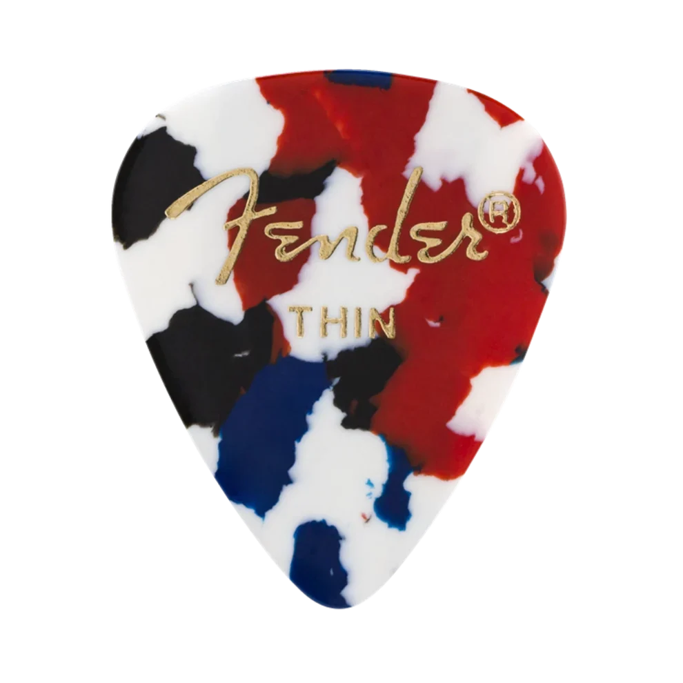 Fender Classic Celluloid Pick, Confetti, 351 Shape, Thin