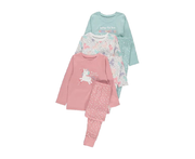 Unicorn Print Long Sleeve Pajamas Pack of 3