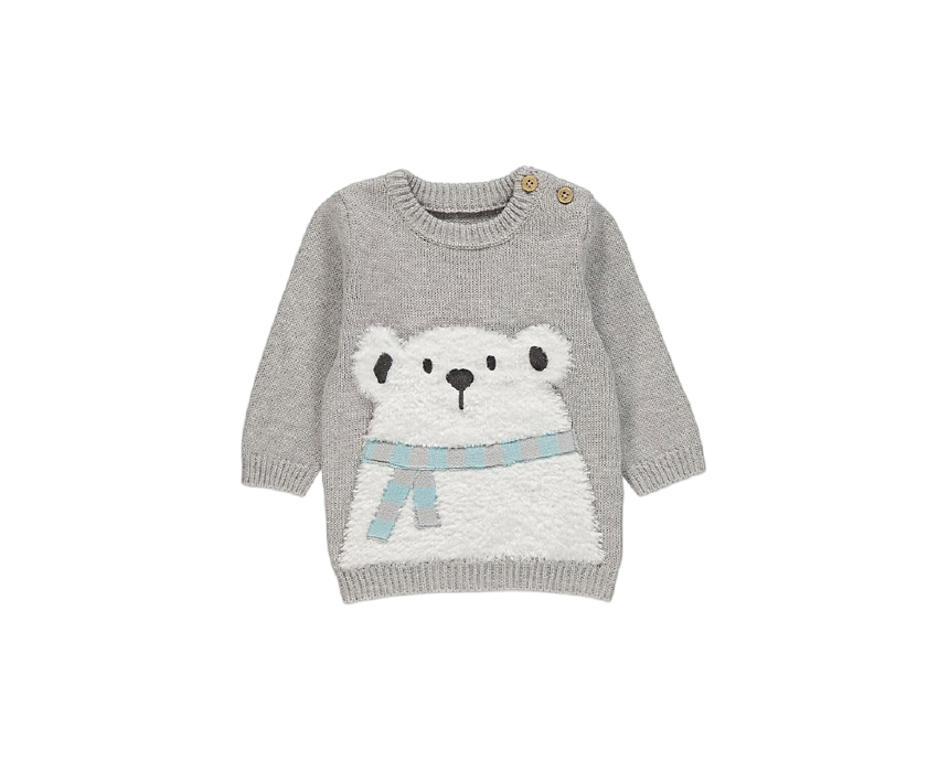 Grey Knit Polar Bear Jumper