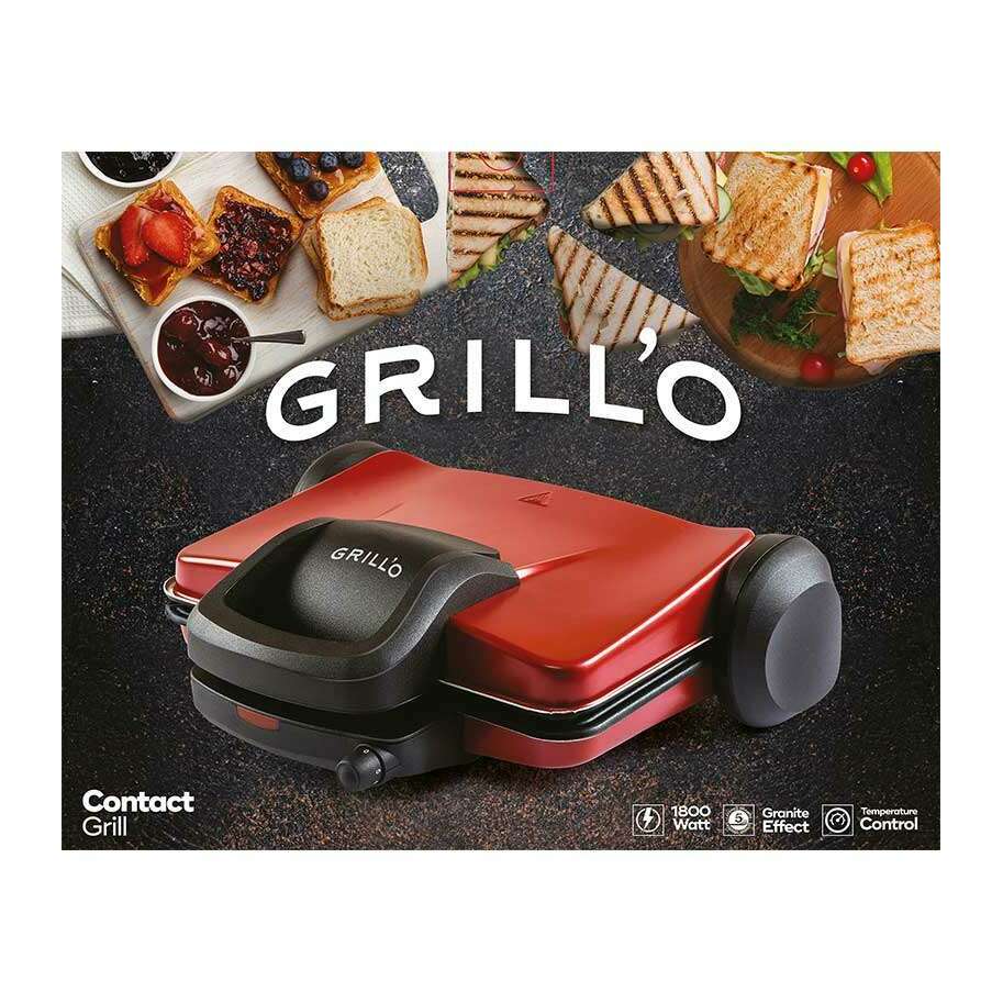 The German Outlet, GRILL'O, Red Grill With Removable Plates