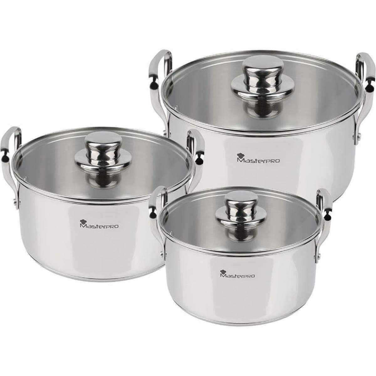 Set of 6 Pieces, cookware Stainless Steel Smart Cooking set Set of 6 Pieces, cookware Stainless Steel Smart Set of 6 Pieces, cookware Stainless Steel Smart MasterPro