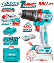 Total 20V Compact Brushless Impact Drill 55N.m