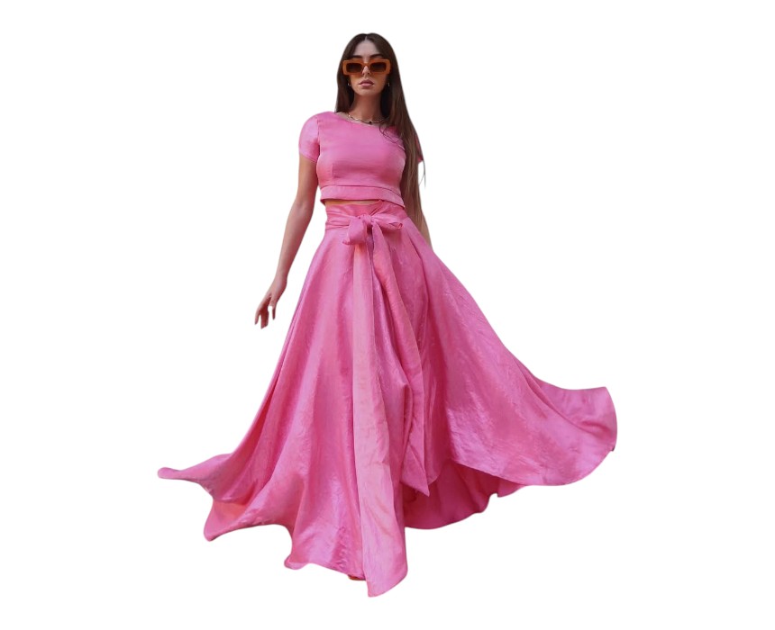 Tammy Irisé Silk Crop Top Fuchsia