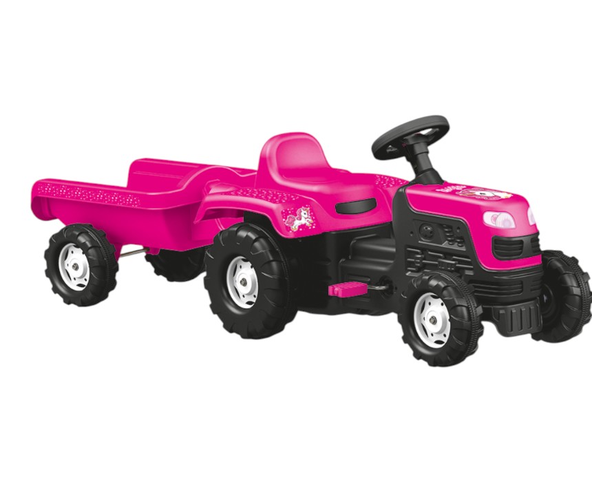 Kids Pedal Tractor Toy in Pink