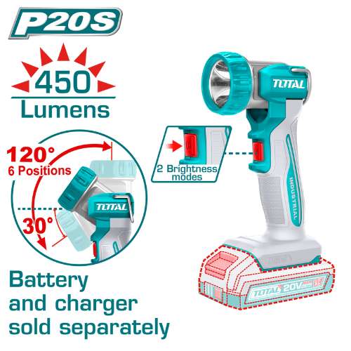 Total 20V Cordless Work Lamp 450 Lumens