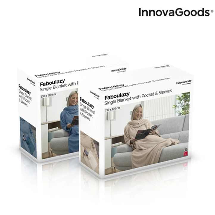 InnovaGoods Sleeved Blanket Faboulazy Blue