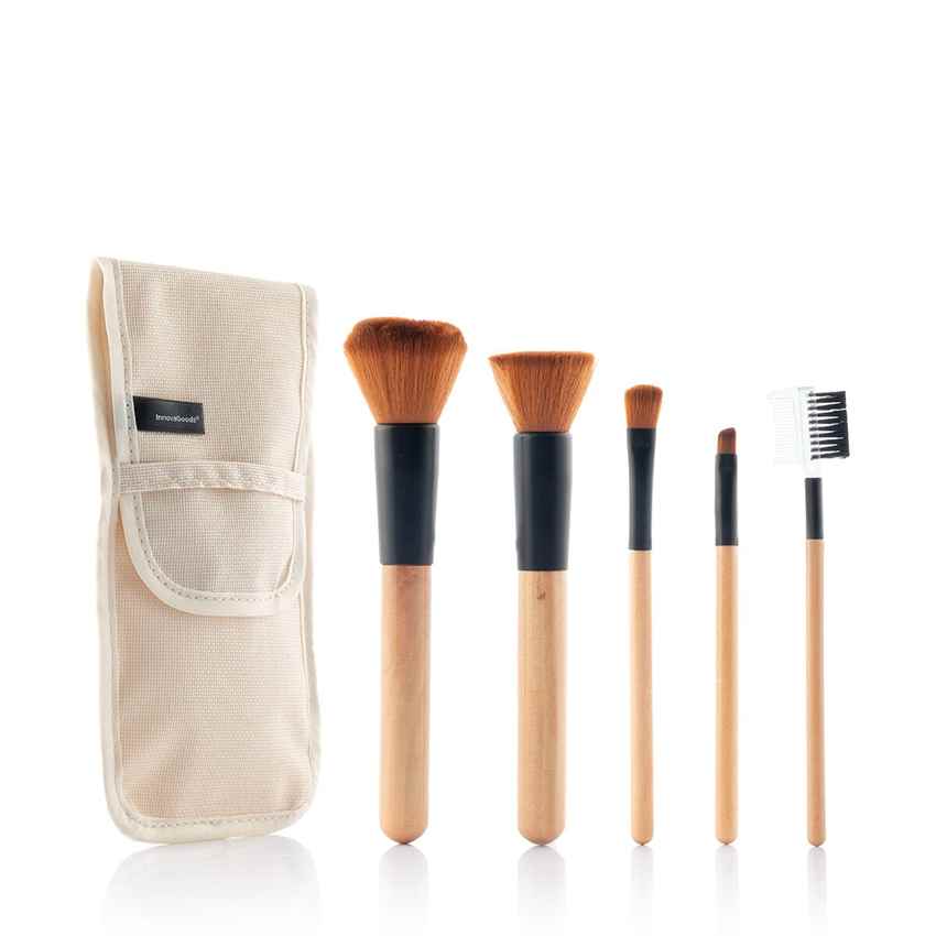InnovaGoods Wooden Make-Up Brush Set Miset 5 Units