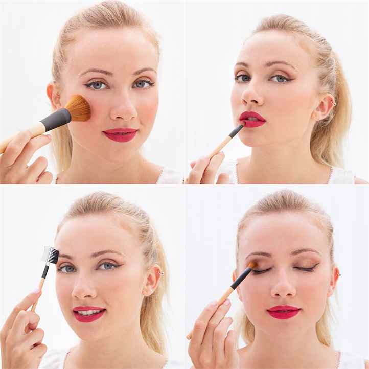 InnovaGoods Wooden Make-Up Brush Set Miset 5 Units