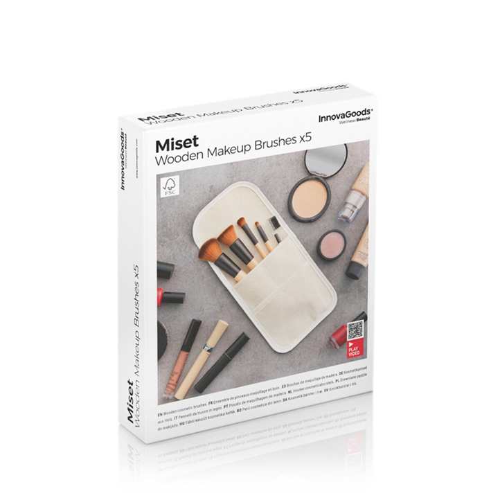 InnovaGoods Wooden Make-Up Brush Set Miset 5 Units