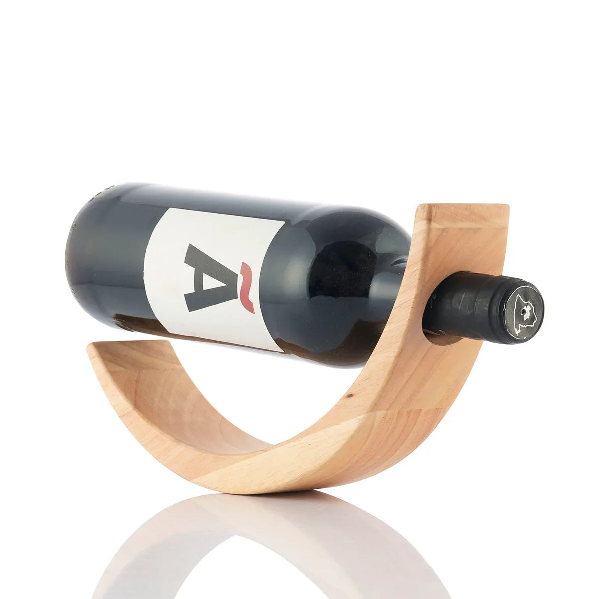 Floating Wooden Rubberwood Wine Bottle Holder
