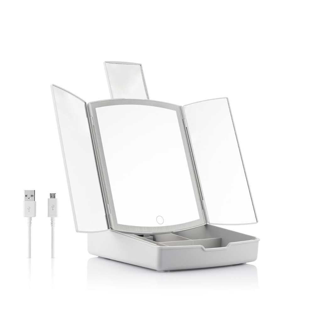 InnovaGoods Folding Led Mirror With Make-Up Organiser Panomir