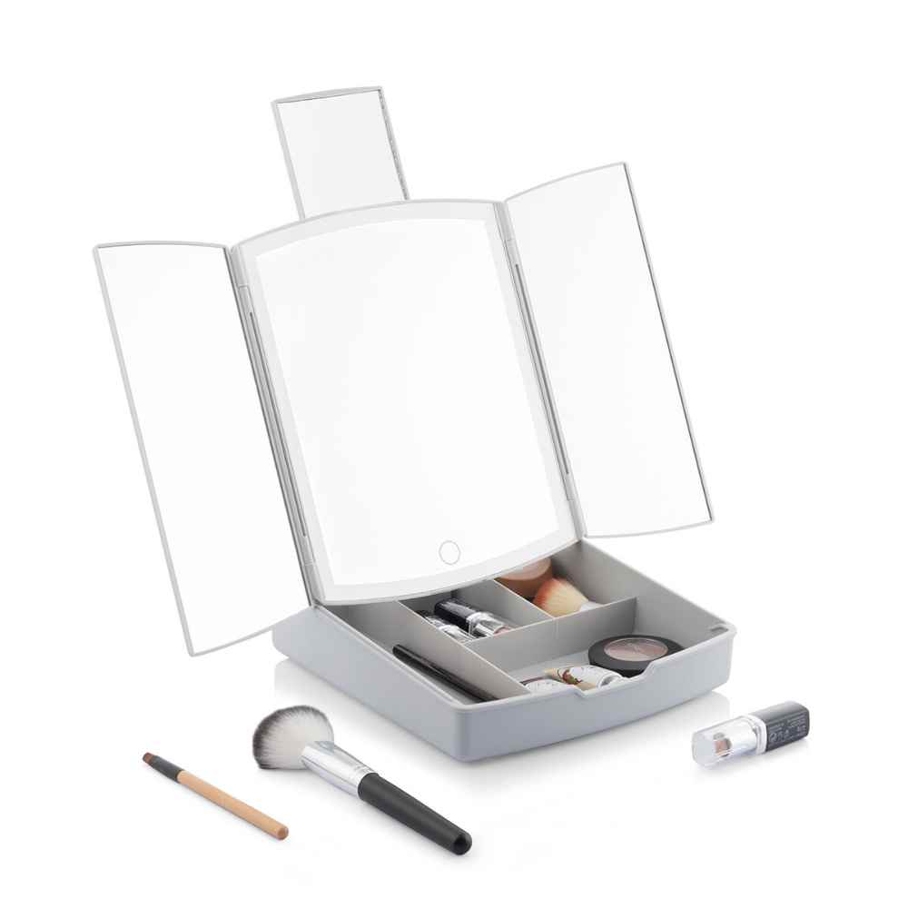 InnovaGoods Folding Led Mirror With Make-Up Organiser Panomir