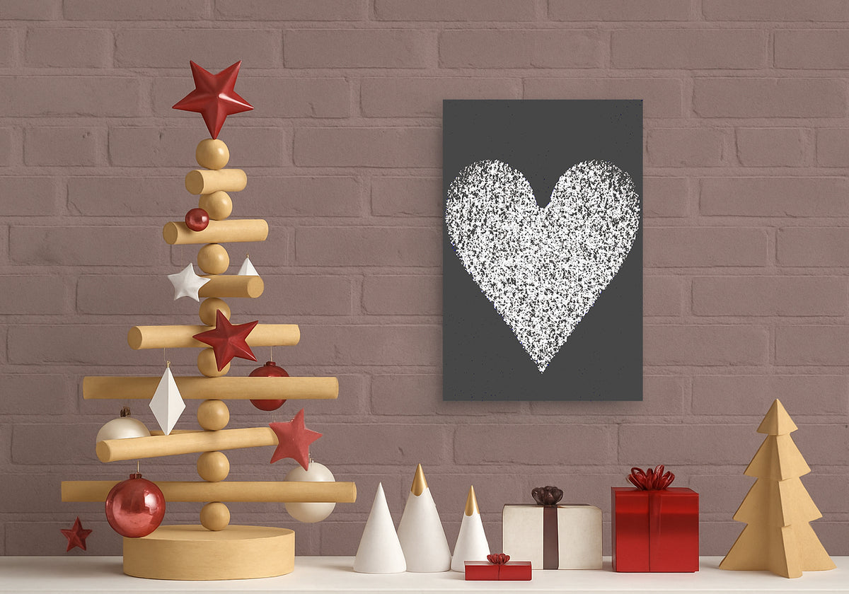 Dark Grey Heart Digital Print Canvas