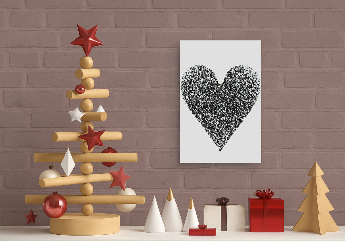 Light Grey Heart Digital Print Canvas