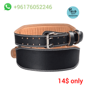 Black and brown leather weightlifting belt for good support