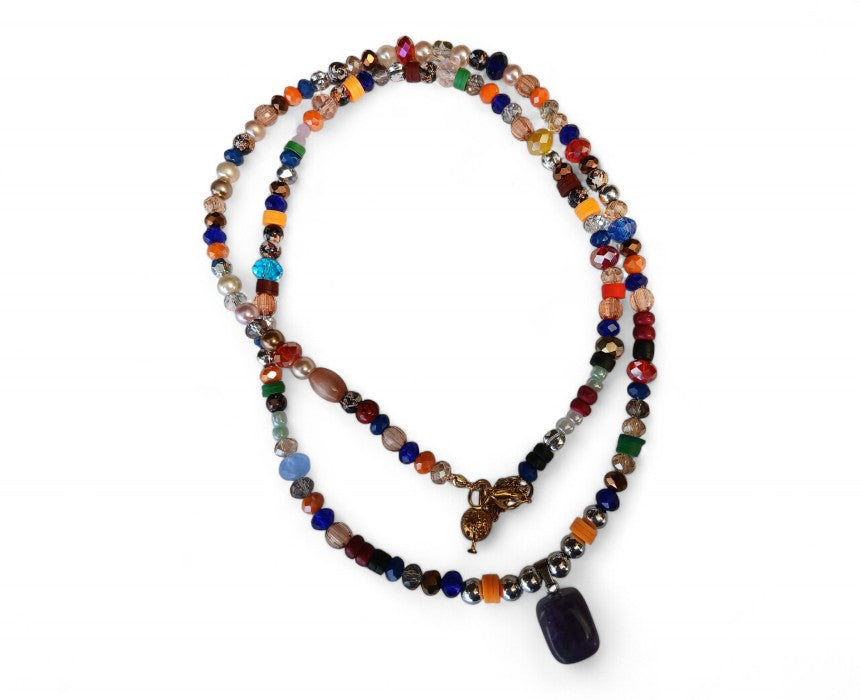 Mauve stone. N. Artisan Necklace