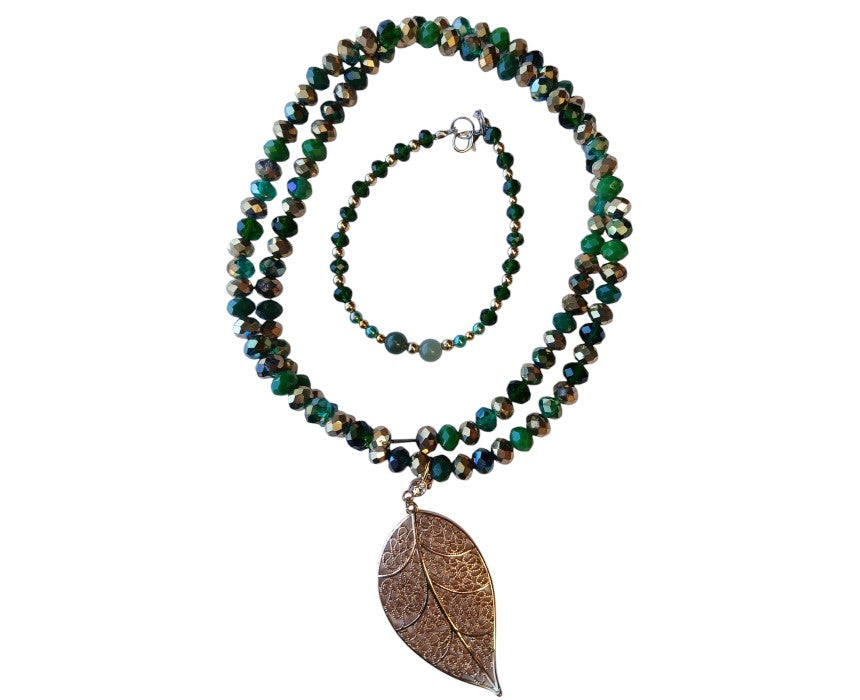Leaf N. B. Artisan Necklace and Bracelet Set