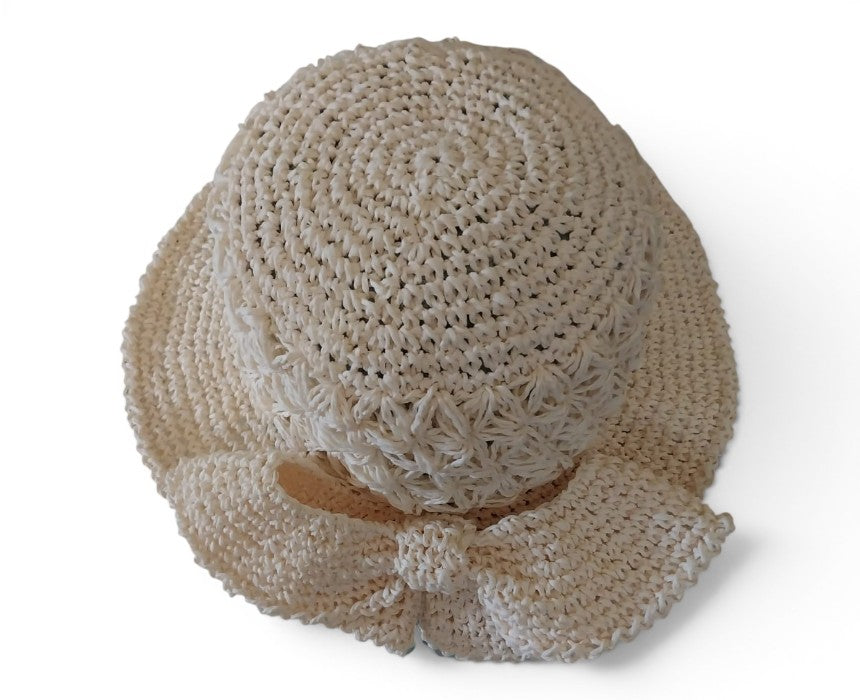 Off-White Raffia Bow Hat