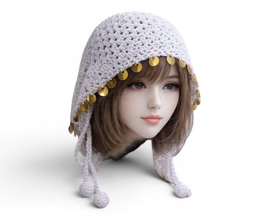 White Women's Crochet Head Scarf