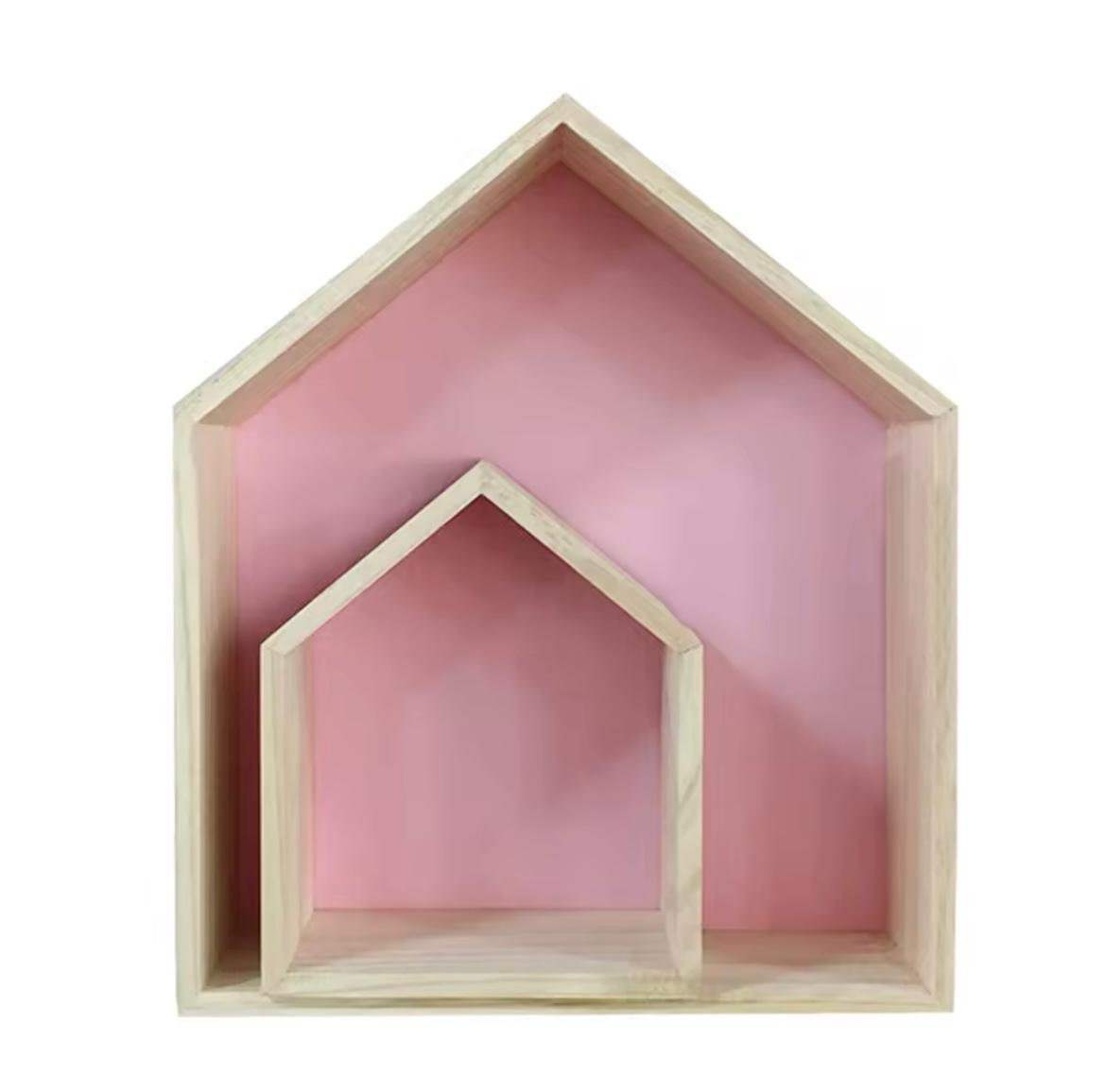House Wood Shelves Set of 2