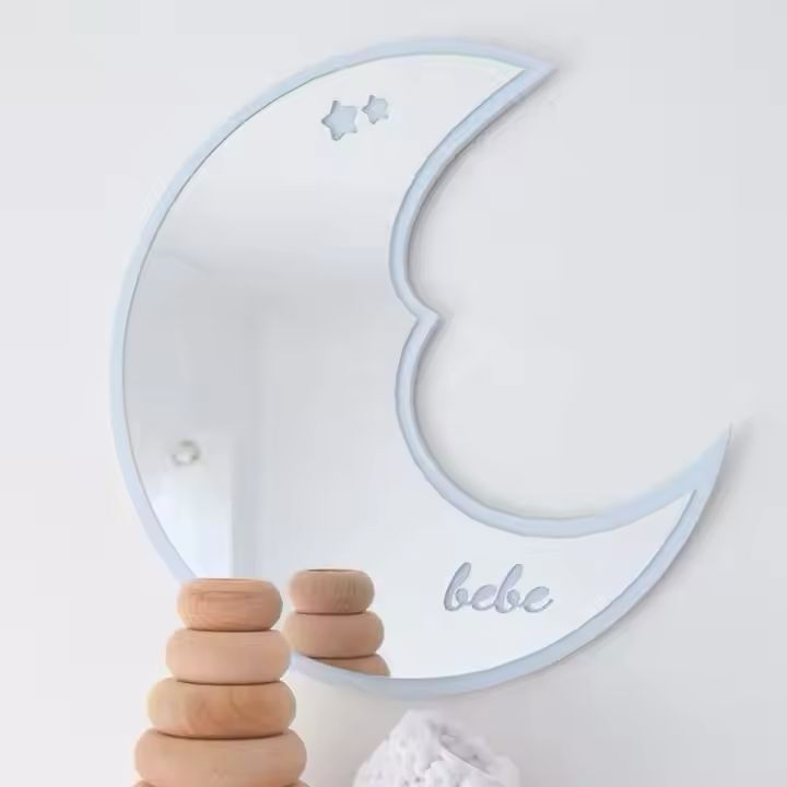 Blue Moon Wood Mirror 30x30cm