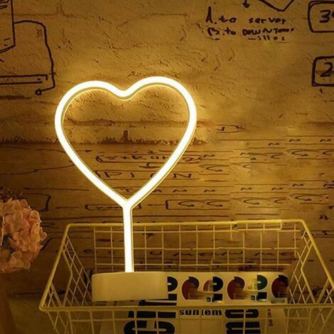 Heart Neon Light Yellow 38x29cm