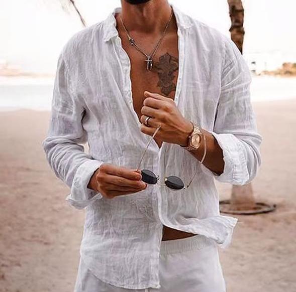 Classic Linen Button Down Unisex Shirt