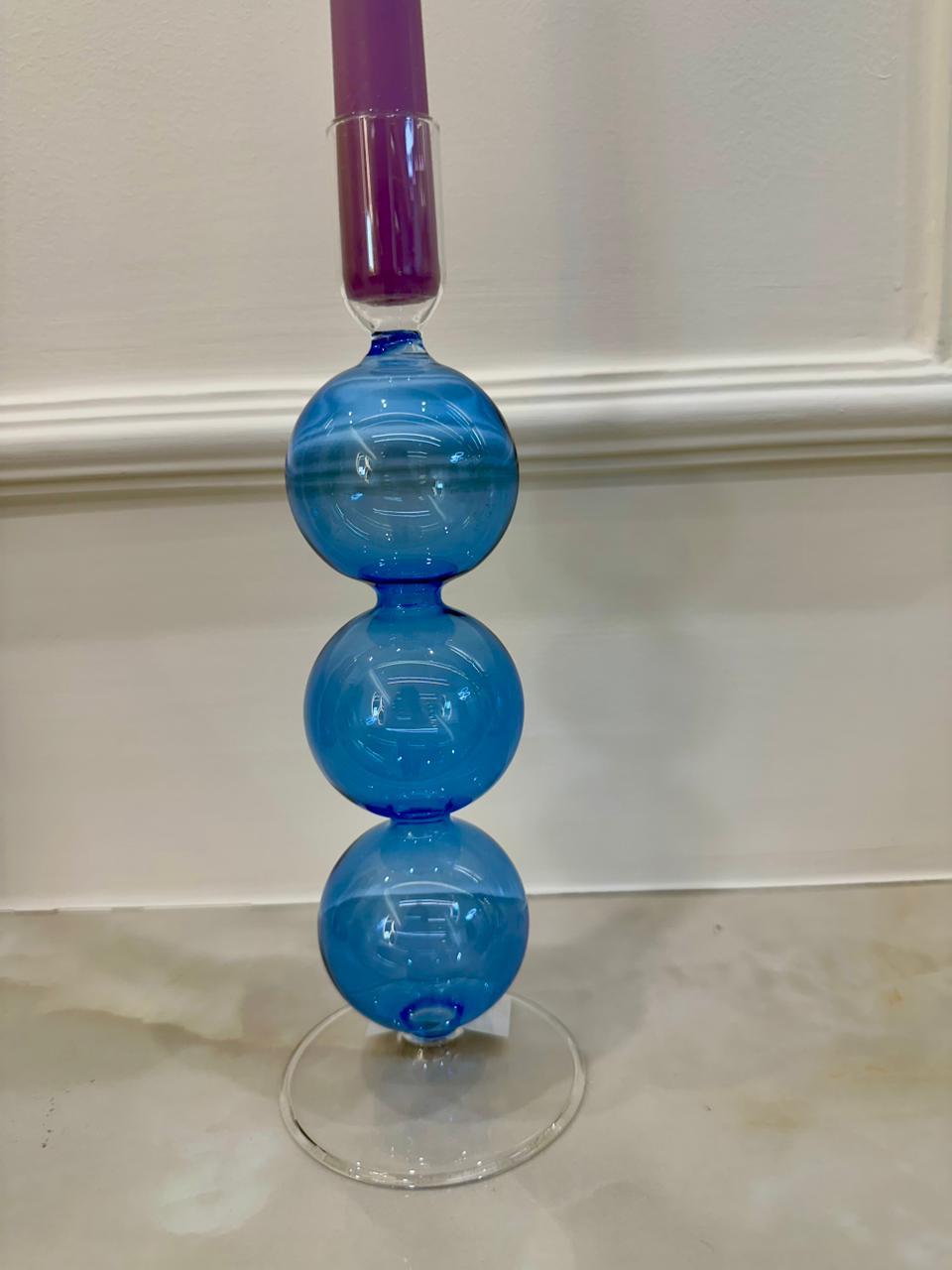 Blue Glass Candle Holder