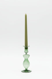 Glass Candle holder - Olive Green