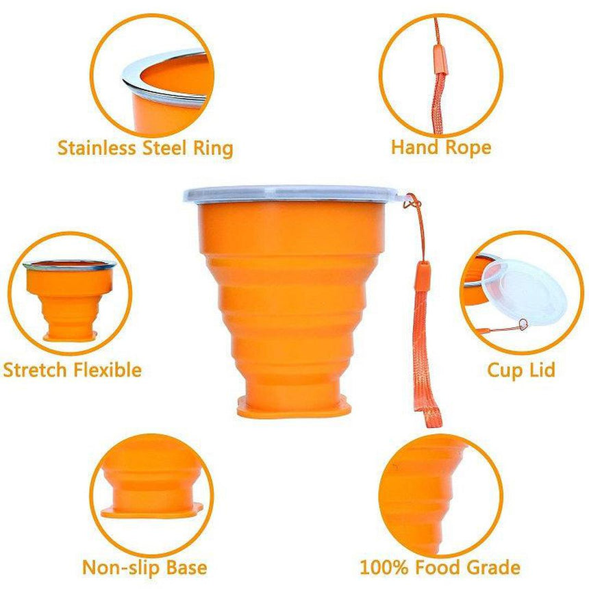 Portable Collapsible Silicone Cups with Lids