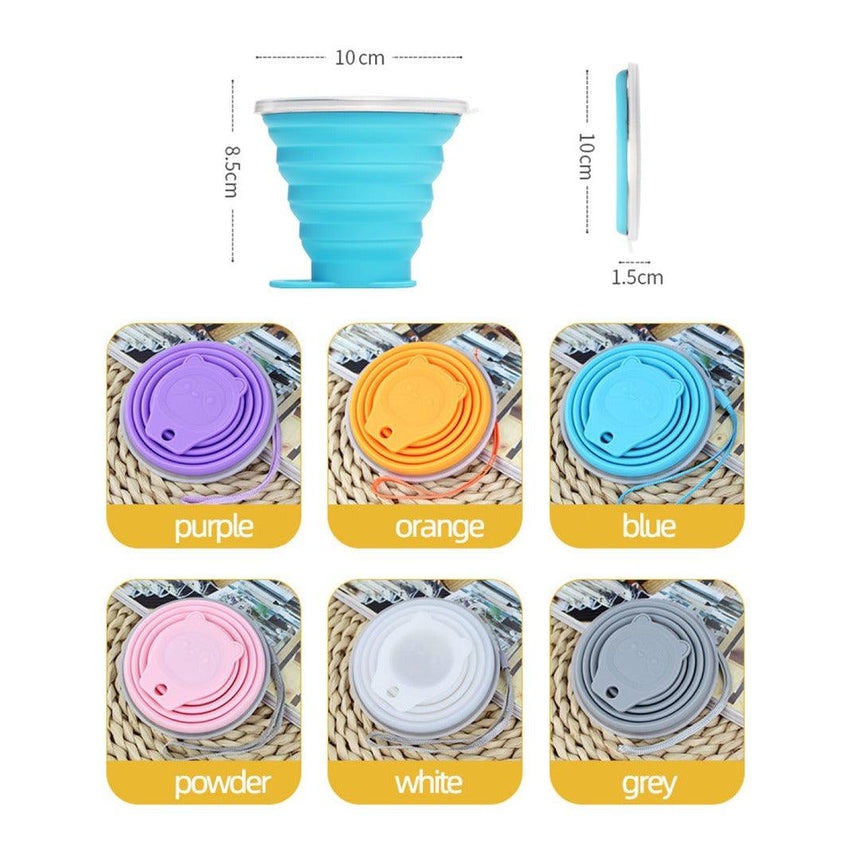 Portable Collapsible Silicone Cups with Lids