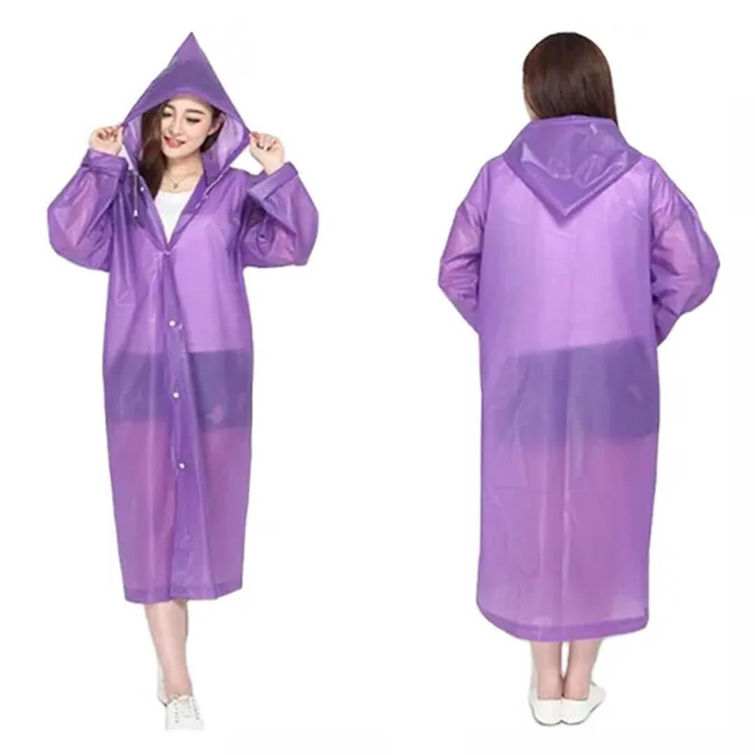 Reusable EVA Adult Raincoat – Unisex Poncho for All-Weather Protection Purple