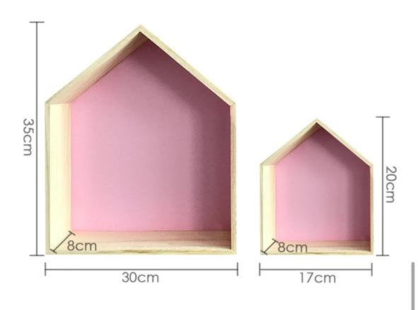 House Wood Shelves Set of 2