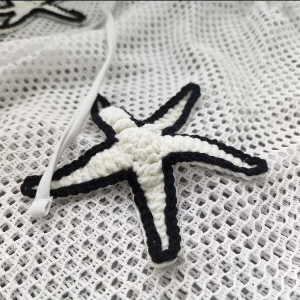 Shellfish Knitted Pants White Navy Blue