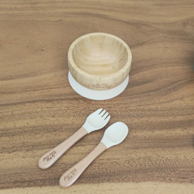 Bamboo Feeding Set With Silicone Suction Base Bowl