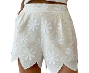 White Boho Floral Short