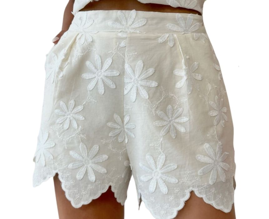 White Boho Floral Short