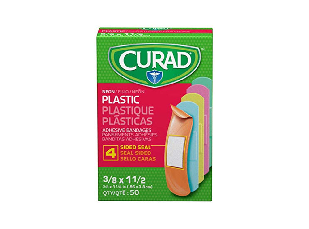 Curad Plaster Neon Plastic Colored 50 Pieces