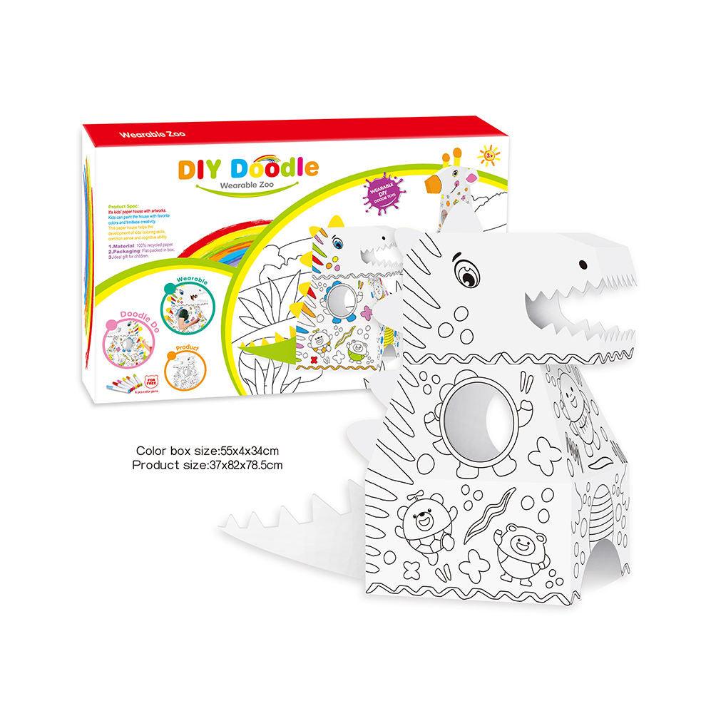Wearable 3D Cardboard Dinosaur Doodle Coloring Set