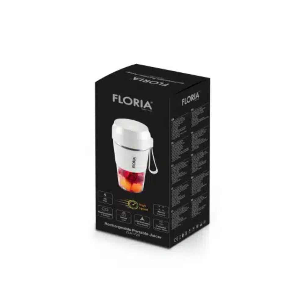 Zilan Floria Rechargeable Portable Juice Blender And Smoothie Maker, 50W, 300ML, Stainless Steel Blades [White]