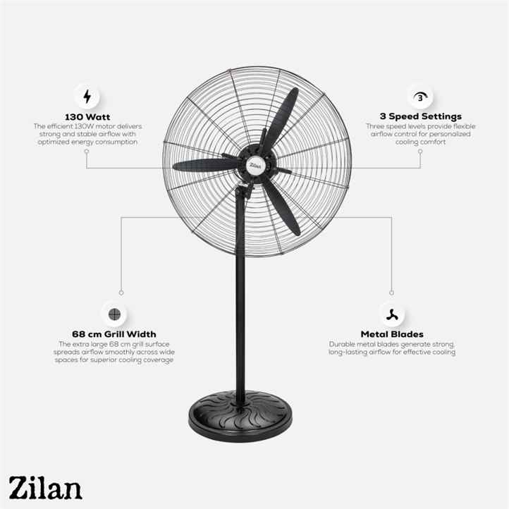Zilan Stand And Wall Fan 130W 26-Inch