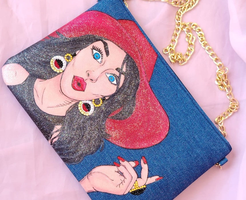 HandPainted Portrait Customizable Clutch Bag