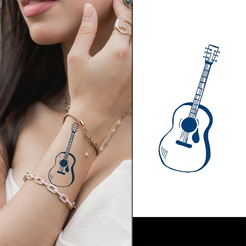Acoustic Guitar Semi permanent jagua tattoo